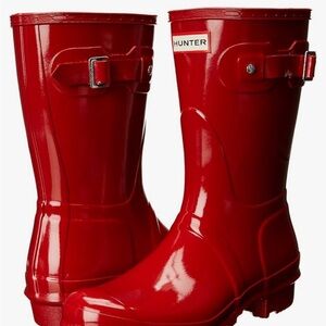 Hunter Women's Original Short Gloss Rain Boot, Military Red